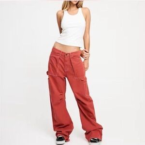 Lioness red miami vice cargo pants, size XXS